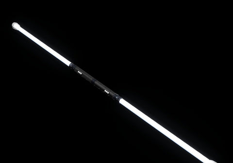 LED Staff Kit lit white: two Sol tubes on RGB Critters joined by the Critter Connector