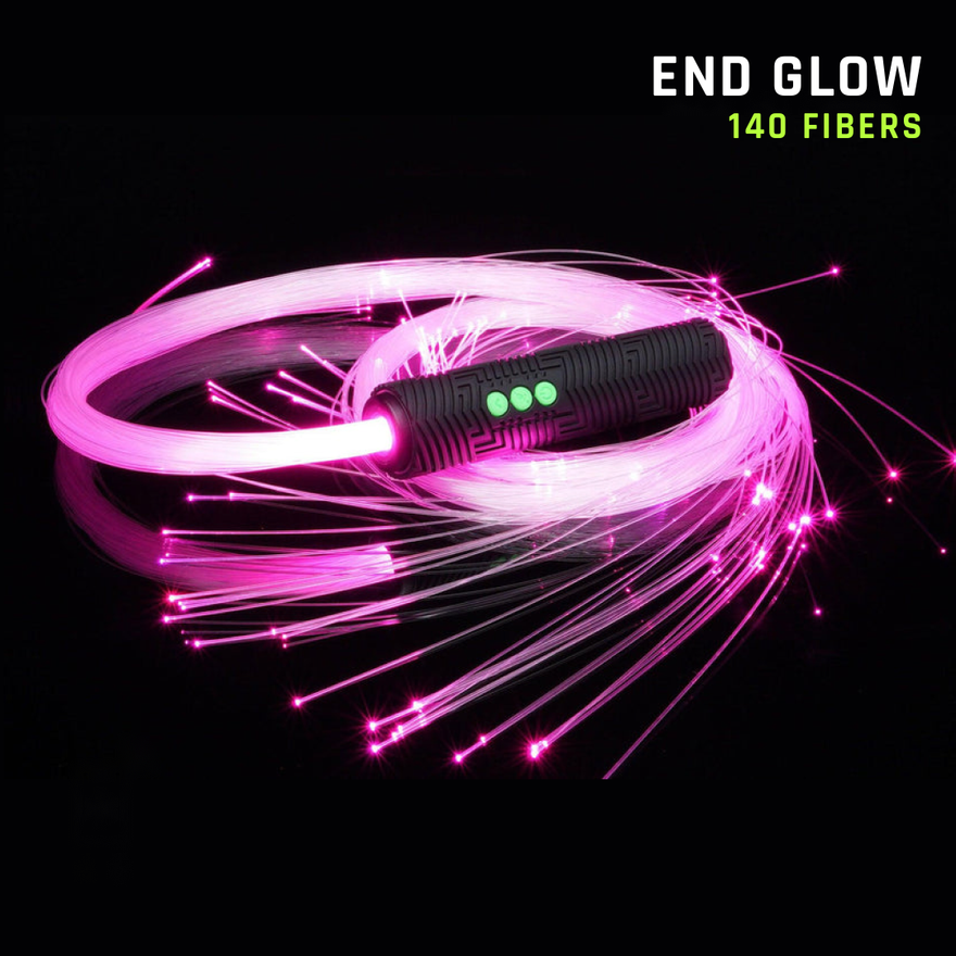 BitWhip Accessory, 140 fibers End Glow, twisted onto the RGB Critter BT and lit pink