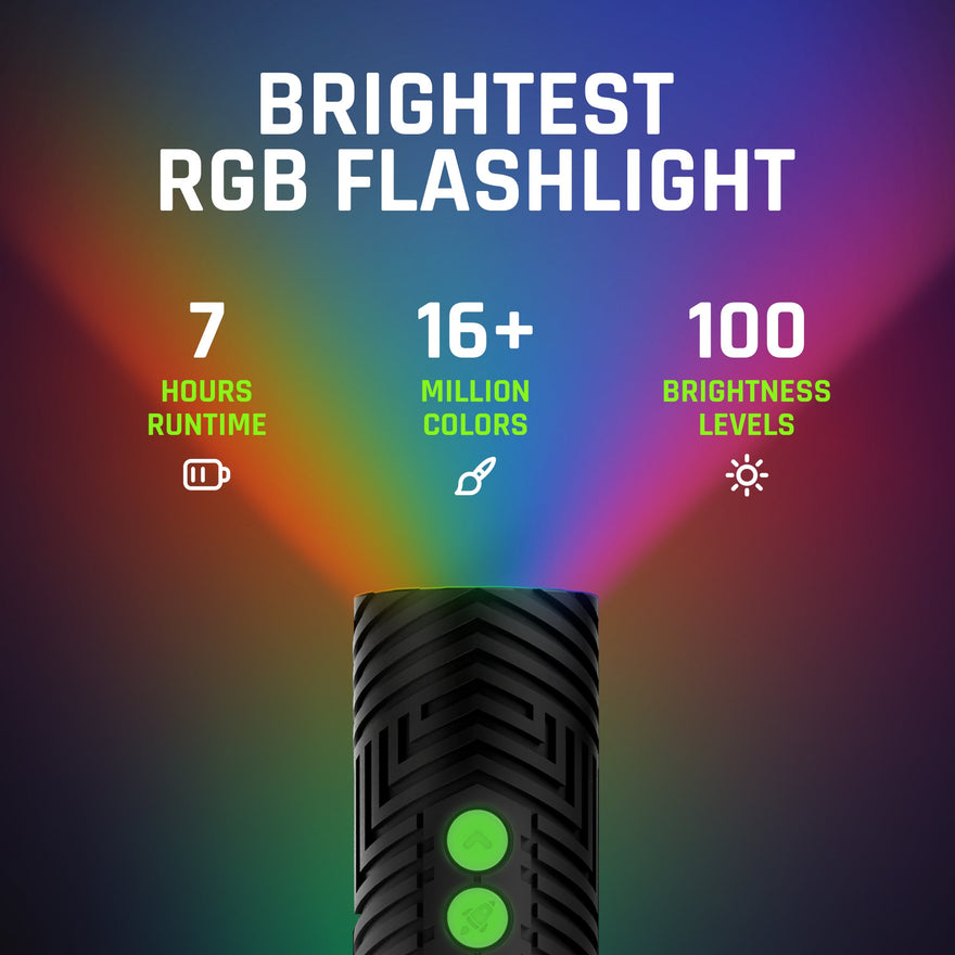 RGB Critter BT, the brightest RGB light engine: 7 hour runtime, 16+ million colors, 100 brightness levels