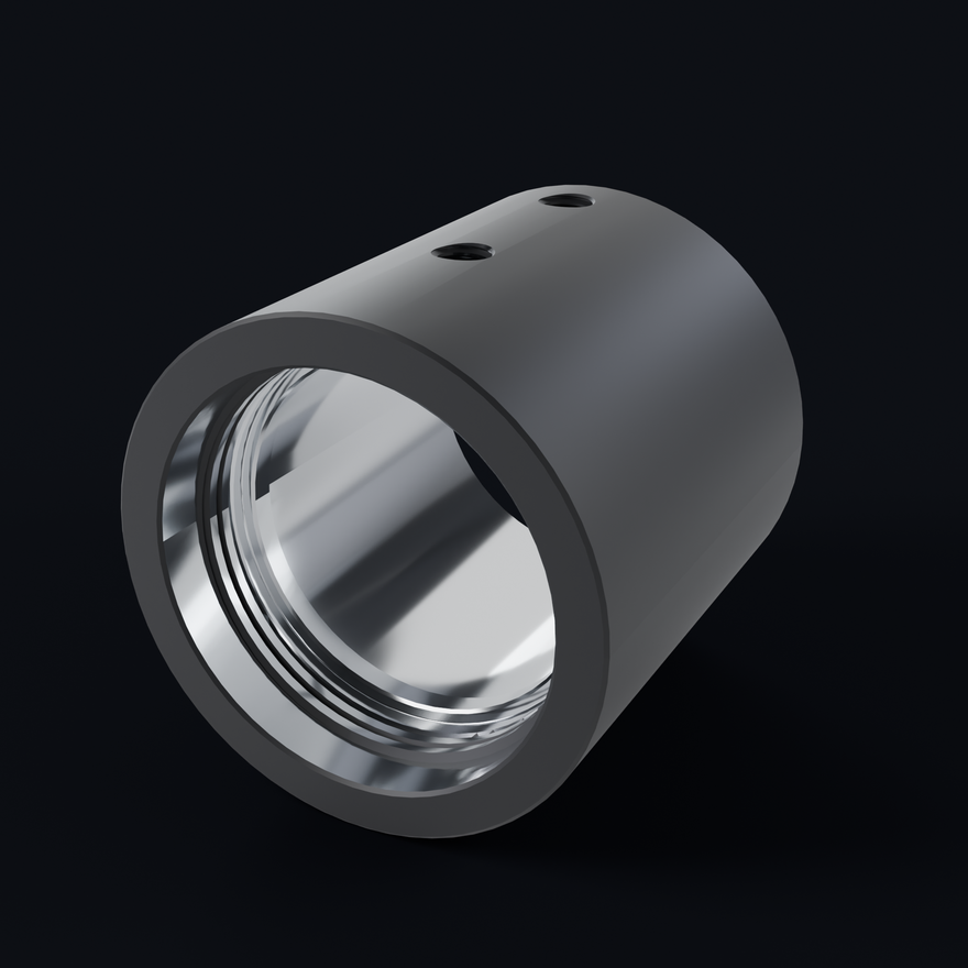 Modular Saber Tube Adapter, angled view showing two M4 set-screw holes
