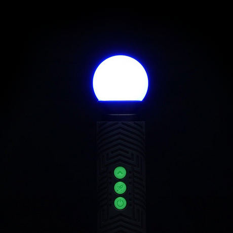 The Orb light diffuser attached to an RGB Critter BT Light Engine