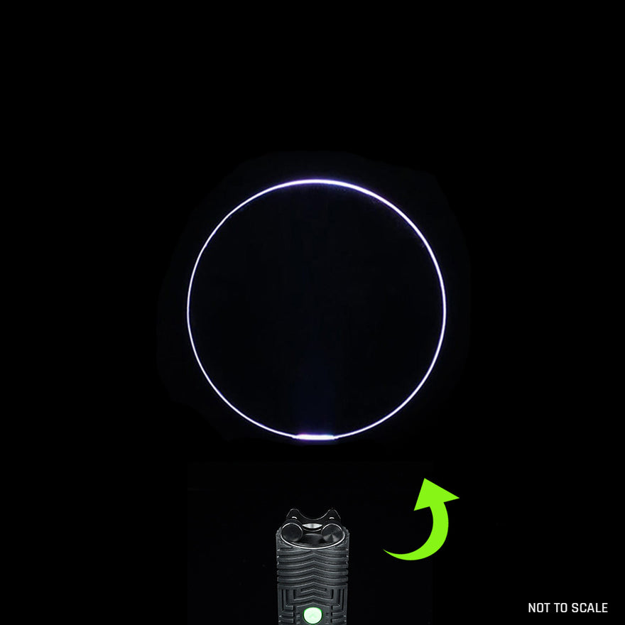 Baby Circle light painting blade with holder adapter attached to RGB Critter, creating tight circular trails in light painting photography