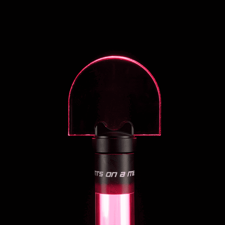 Light Painting Tube topped with a glowing pink half-dome blade