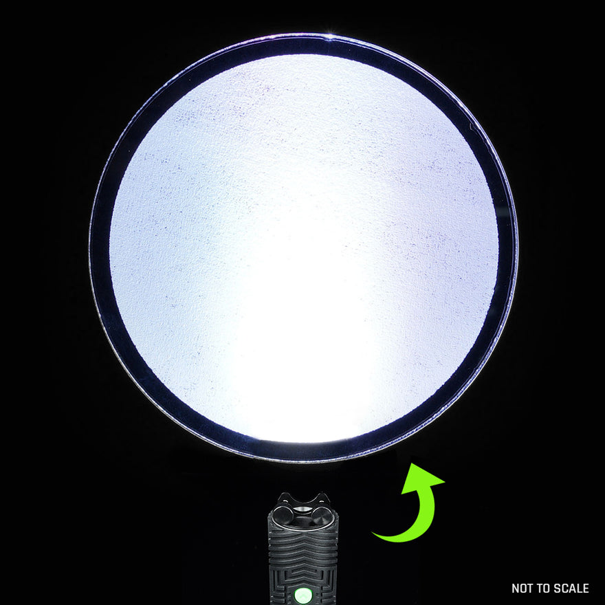 Circle Pro blade with holder adapter attached to RGB Critter, producing smooth circular light effects in long exposure photography