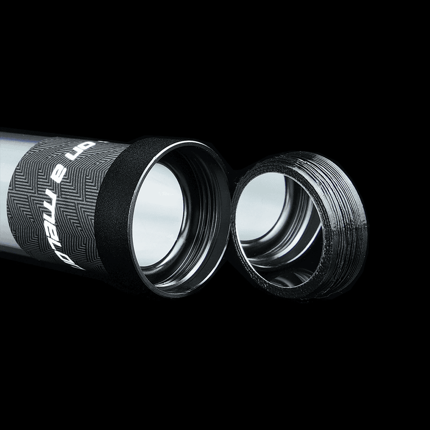 Light Painting Tube with its threaded end cap removed, showing the interior