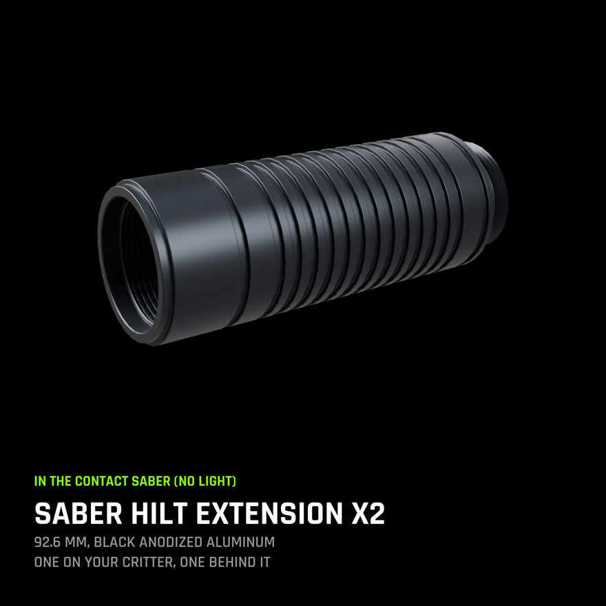 Saber Hilt Extension x2, 92.6 mm black anodized aluminum: one on your Critter, one behind it.