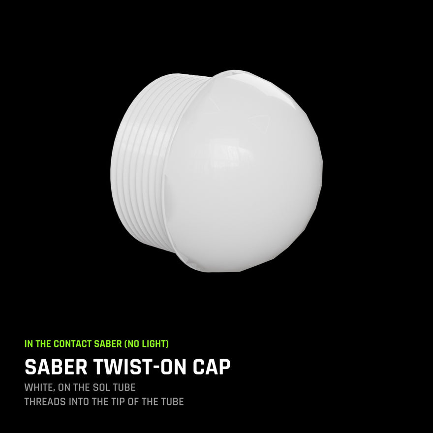 Saber Twist-On Cap, white, threads into the tip of the Sol tube.