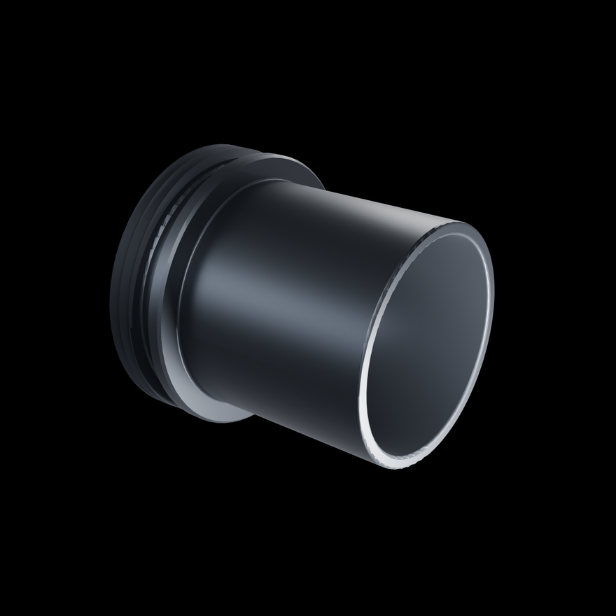 DIY Connector - matte black anodized 6061 aluminium, threaded base and open barrel for mounting your own custom light painting tools