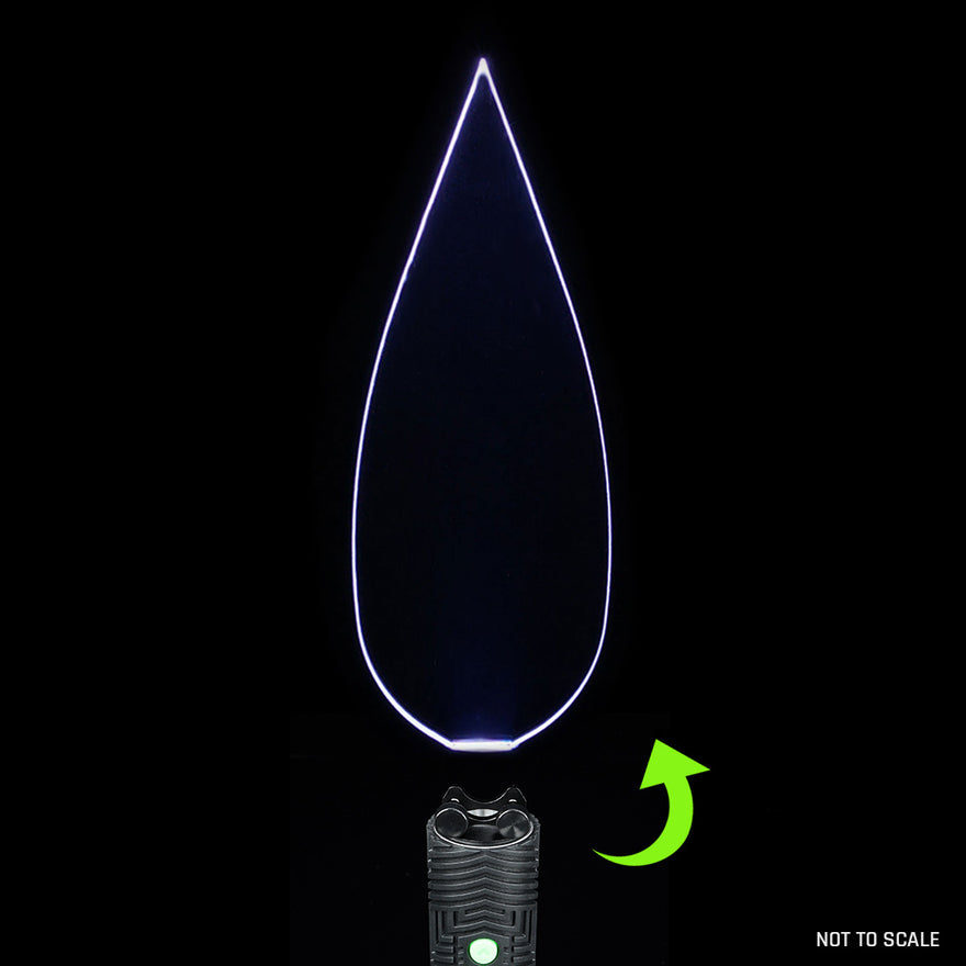 Feather light painting blade with holder adapter attached to RGB Critter, creating delicate, flowing light trails in long exposure photography