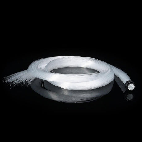 Fiber optic costume accessory bundle detached from RGB Critter flashlight, showing fiber connection point.