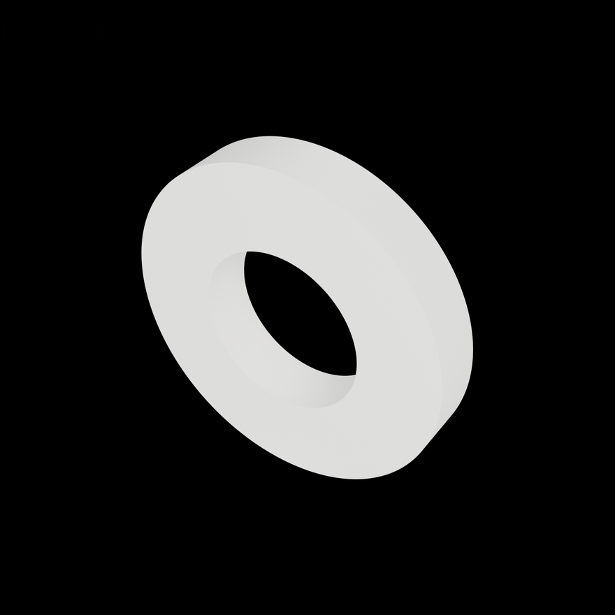 Flow Cap Counterweight System Shim - white PTFE round shim, 12mm outer diameter with a 6mm bore, 2mm thick