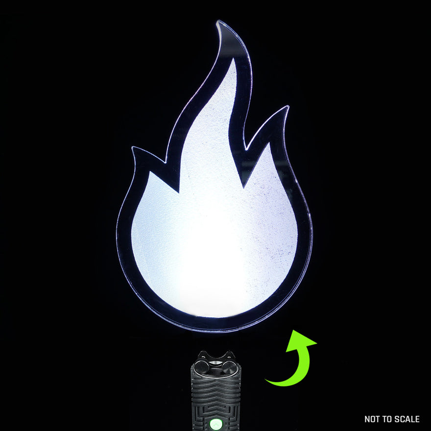 Flower Flame Pro blade with holder adapter attached to RGB Critter, producing floral, flame-like trails in long exposure photography