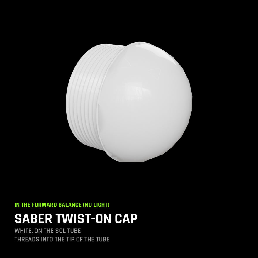 Saber Twist-On Cap, white, threads into the tip of the Sol tube.