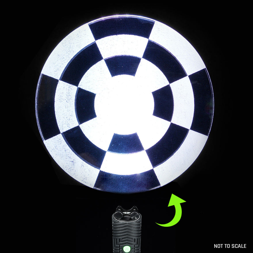 Hypnotic Pro light painting blade with holder adapter mounted to RGB Critter for surreal, spiraling light effects in long exposure photography
