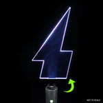 Lightning light painting blade with holder adapter attached to RGB Critter, creating electric jagged light effects in long exposure photography
