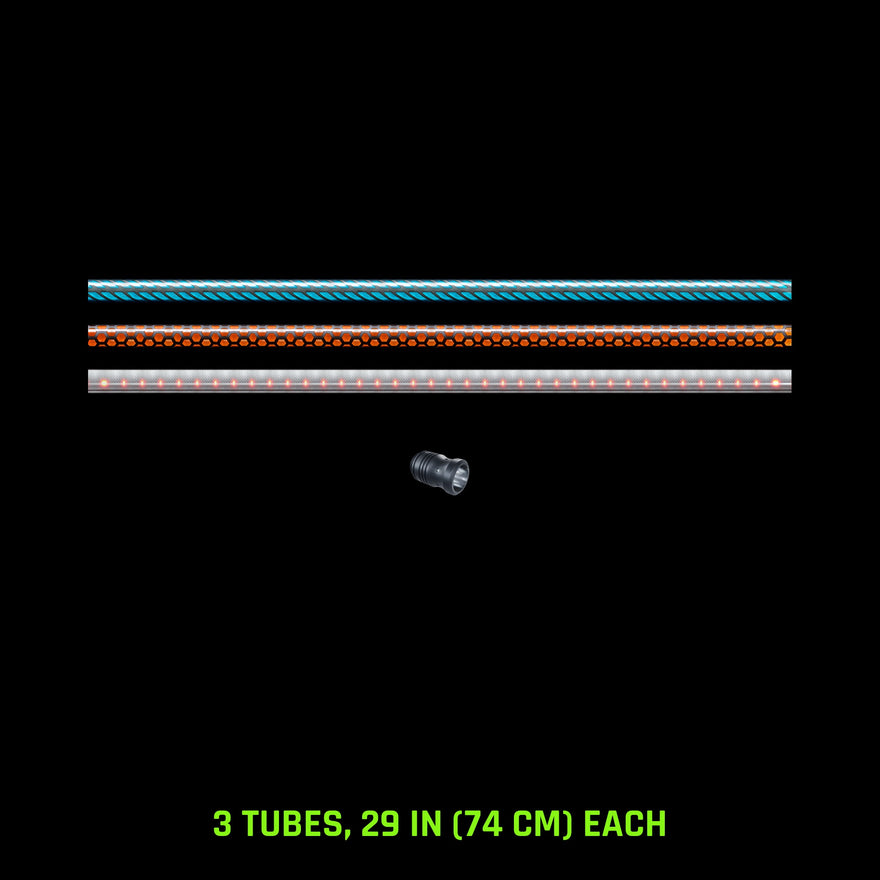 Pattern Tube Set, 29 in (74 cm): Butterfly, Honeycomb and Dots Combo light painting tubes with an RGB Critter Tube Adapter, drawn to scale