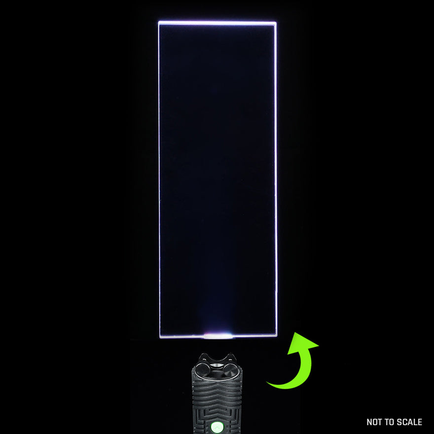 Rectangle light painting blade with holder adapter attached to RGB Critter, creating crisp light effects in long exposure photography