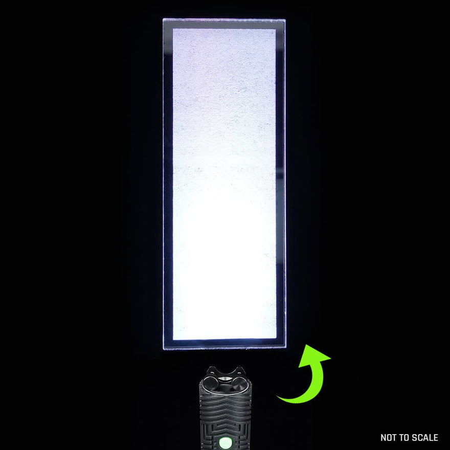 Rectangle Pro light painting blade with holder adapter mounted to RGB Critter for precise geometric effects in long exposure photography