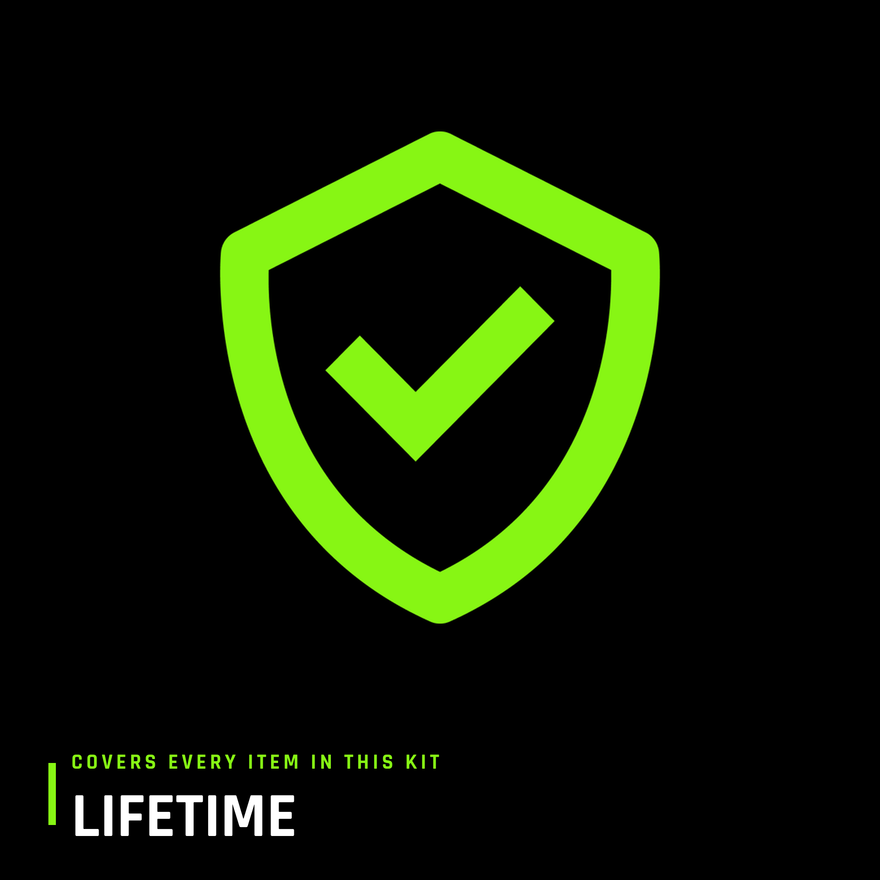 Lifetime warranty protection add-on, covering failures and defects on every item in this kit