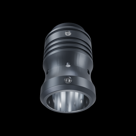 Top view of the RGB Critter Tube Adapter Long showing the light ports along the body