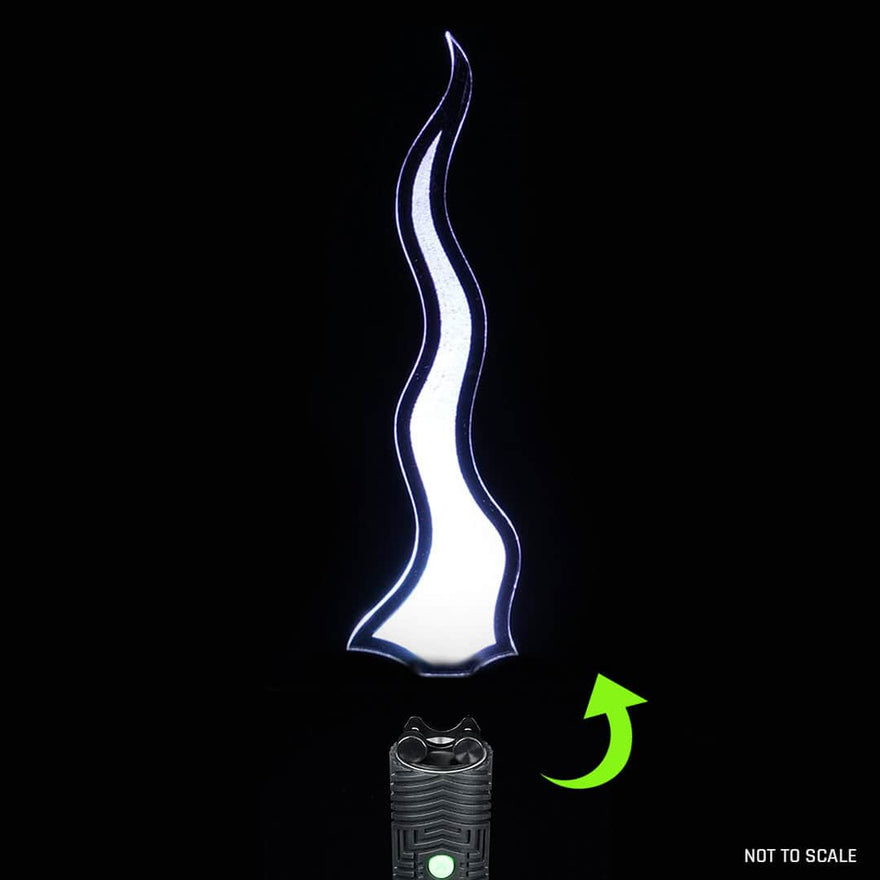 Tendril Pro light painting blade with holder adapter mounted to RGB Critter for creating fluid trails in long exposure photography