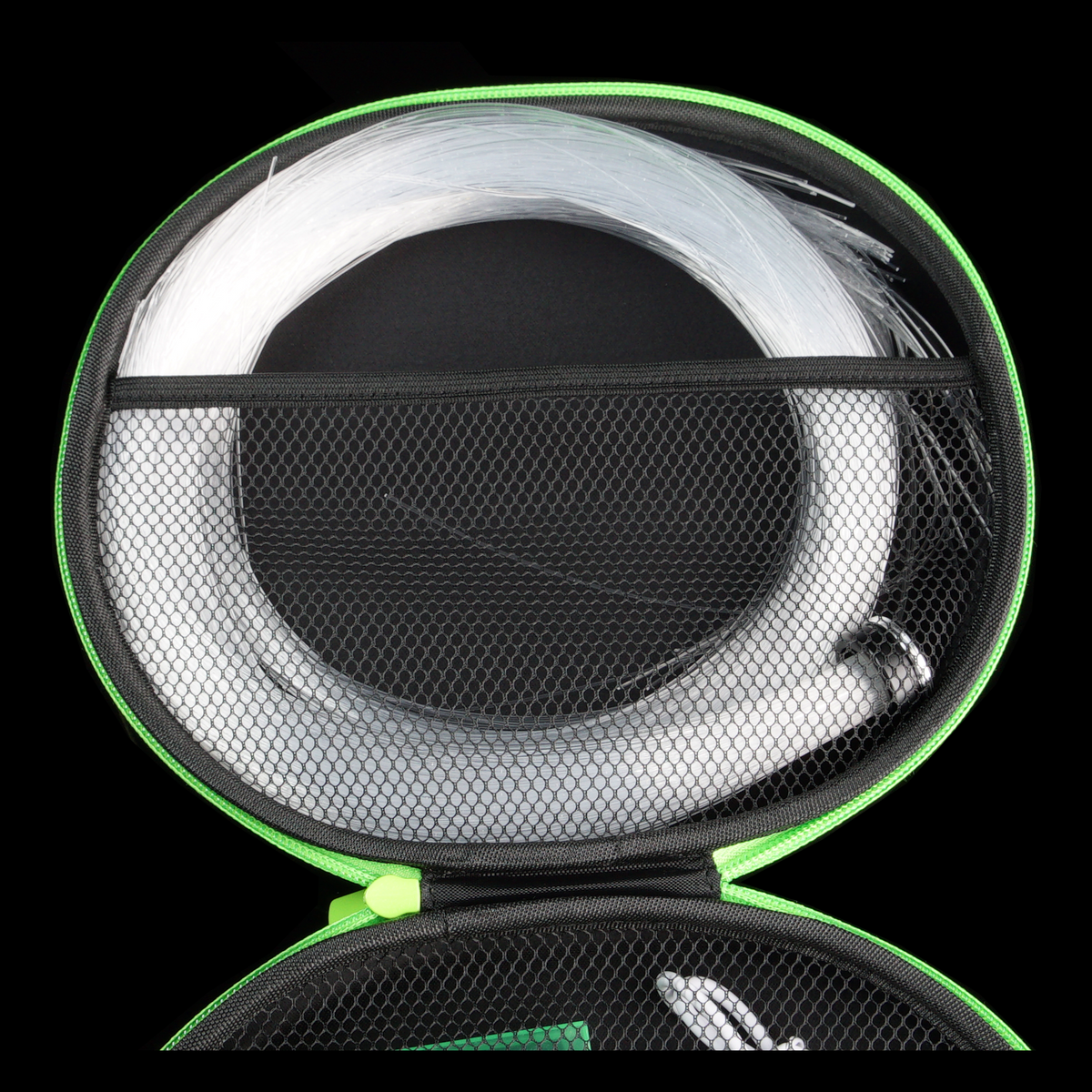 BitWhip fiber optic whip coiled in its hard-shell travel case