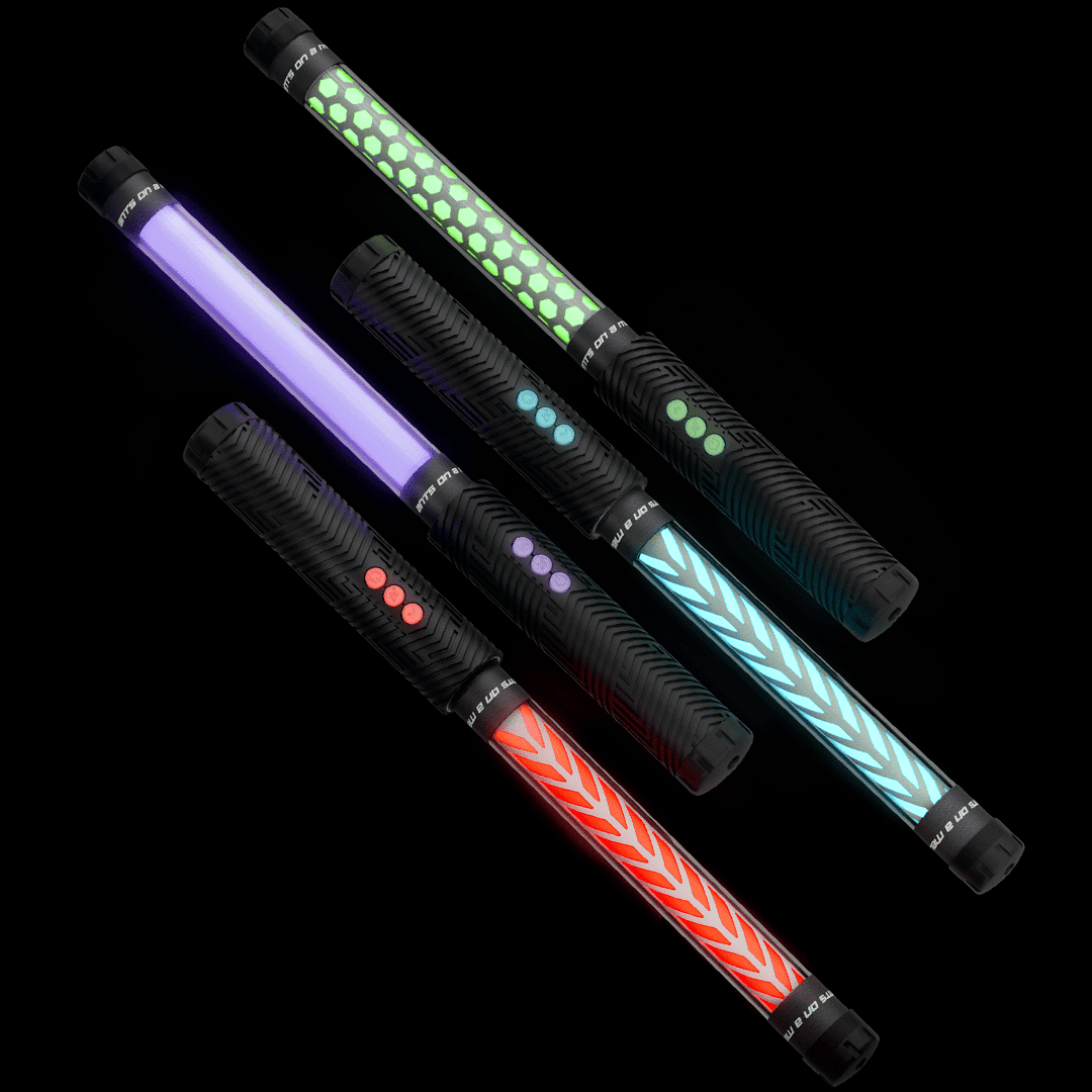 Different variations of our light saber products that are powered by the RGB Critter Flashlight.