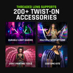 RGB Critter threaded lens supports 200+ twist-on accessories: sabers, whips, light painting tools and costume kits