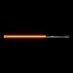 Contact Saber Kit Forward Balance side profile lit amber, showing the full assembled length of about 36 inches and the short single-hilt handle