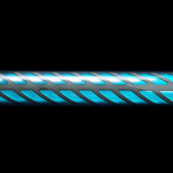 Butterfly light painting tube glowing blue, alternate view