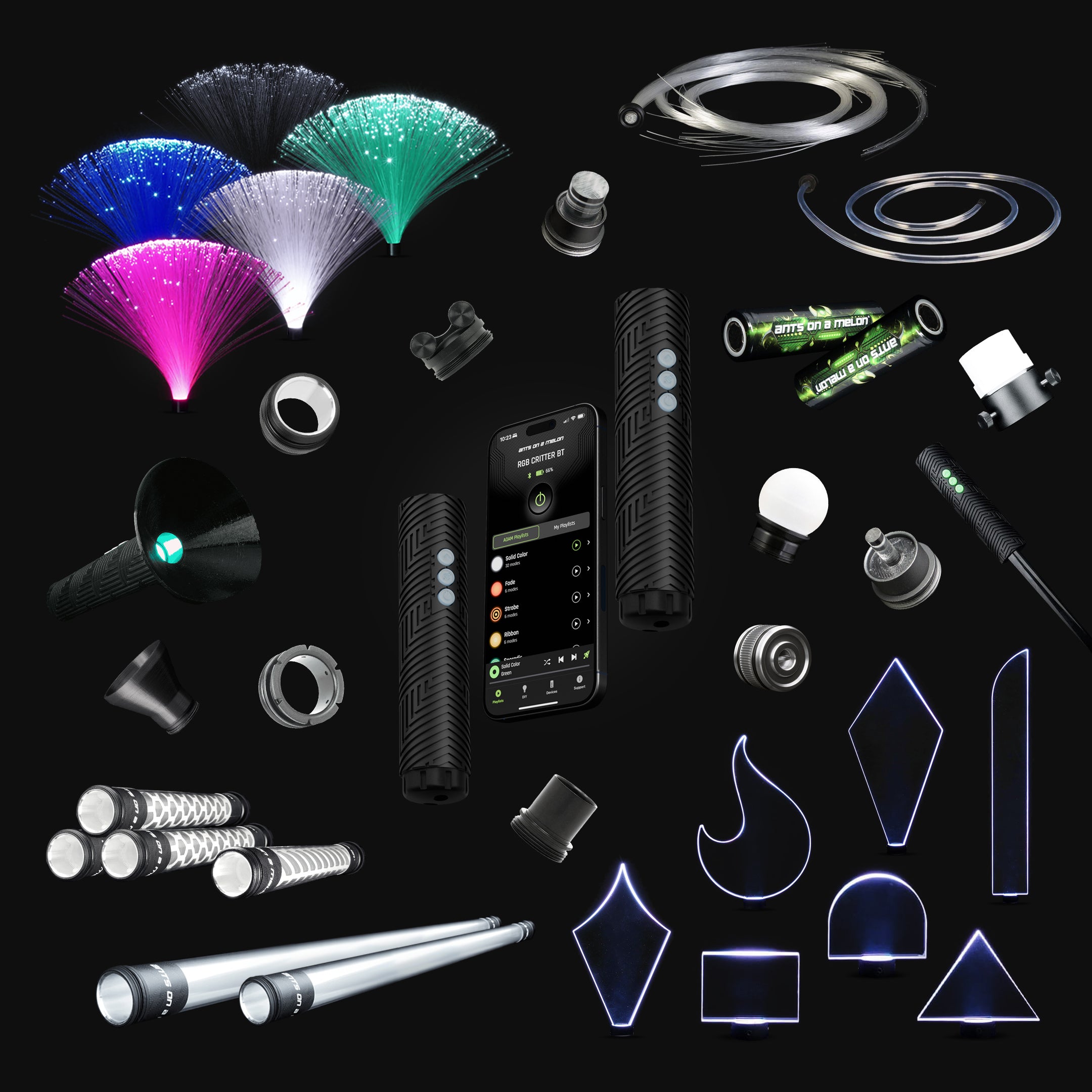 LEDライトペインティングブラシ　ツールセット Light Painting Tools Kit – Deluxe with RGB Critter BT Flashlight