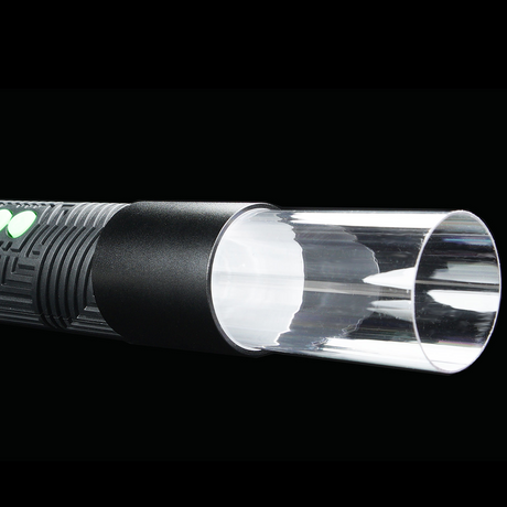 T8 tube holder shown with its acrylic tube, side and front view