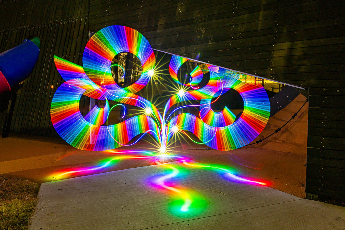 Long exposure light painting by Stephen Knight with solid bands of color from a capped tube