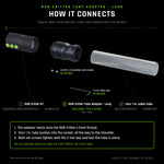Exploded view to scale: the RGB Critter Tube Adapter - Long twists onto the RGB Critter&