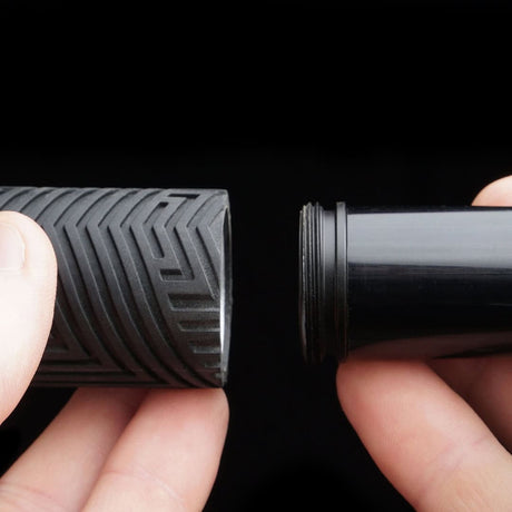 Tube to Critter Back adapter shown separated from the RGB Critter, showing the threaded fit