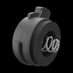 Battery Door inside face: rubber sealing ring, battery contact and spring, on black.