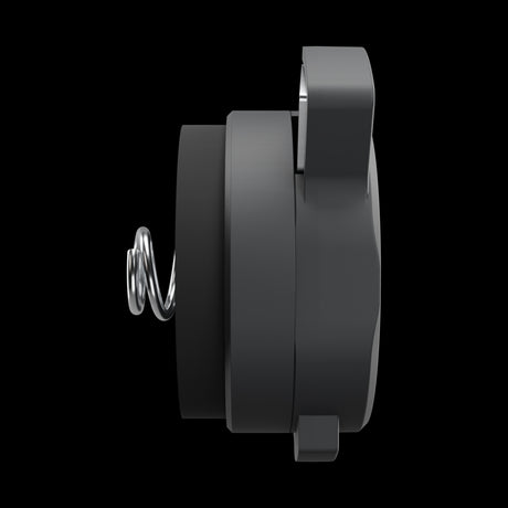 Battery Door in profile: both covers, rubber ring and the contact spring, on black.