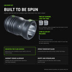 LED Staff Kit: two M4 set screws lock the tube in the RGB Critter Tube Adapter Long, 2 mm Allen key included; weighted for flow artists, impact-resistant polycarbonate blade, aircraft-grade black anodized aluminum, grippy streamlined hilt.