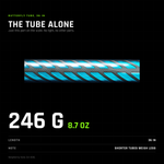 Butterfly tube, 36 inch weighed alone, just this part with no light or other parts attached: 246 g (8.7 oz), shorter tubes weigh less.