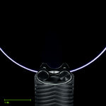 Circle Blade clamped in the Light Painting Blade Holder on an RGB Critter BT flashlight, thumbscrews tightened, shown to scale. Blade is 6 in (15 cm) long