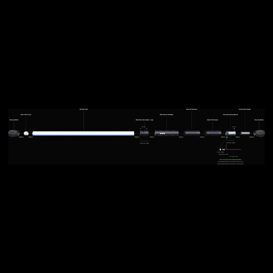 Contact Saber exploded view naming every part and how each one connects