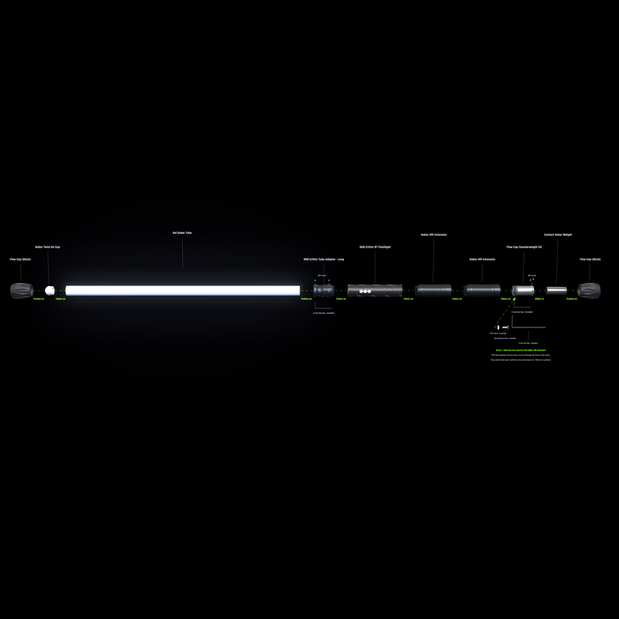 Contact Saber exploded view naming every part and how each one connects