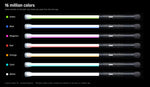 Contact Saber Kit Forward Balance shown lit in green, blue, magenta, red, orange, cyan and white