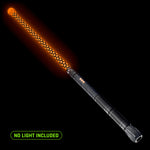 Contact Saber (No Light) in the Honeycomb pattern, lit orange, shown on an RGB Critter BT light engine. No light included; it runs on the Critter you already own.