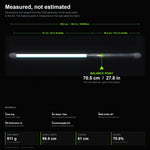 Contact Saber technical diagram: 99.5 cm overall, 911 g, measured balance point 70.5 cm from the blade tip, with materials named per part