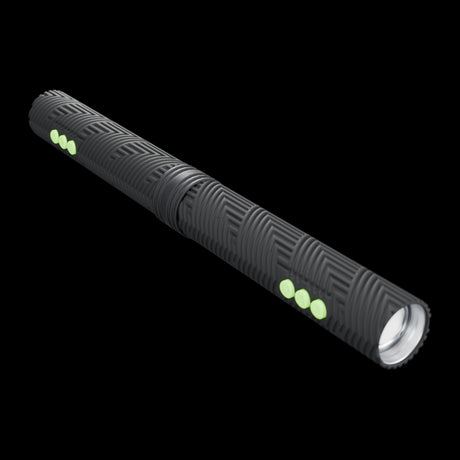 Two RGB Critter flashlights joined rear to rear by the Critter Connector, with the bare aluminum showing at each head, on black.