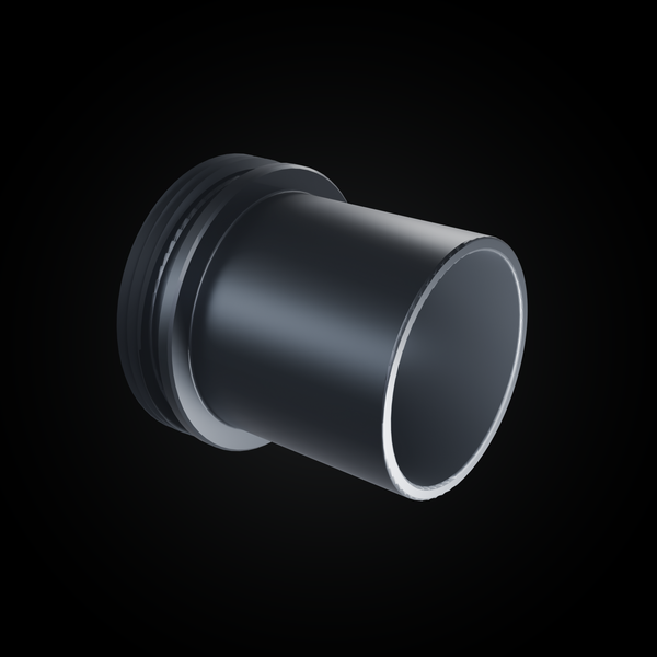DIY Connector - matte black anodized 6061 aluminium, threaded base and open barrel for mounting your own custom light painting tools