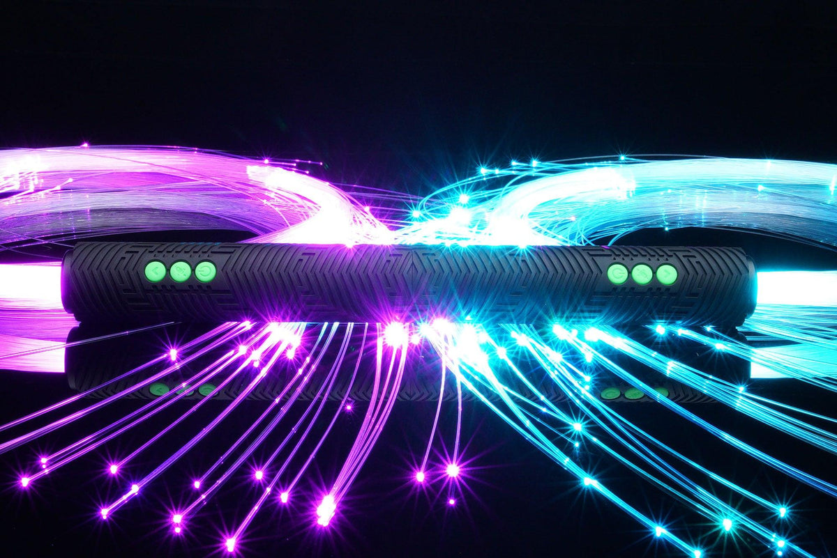 Double Fiber Optic Whips: Double-Ended, One in Each Hand, or Two People