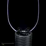 Feather Blade clamped in the Light Painting Blade Holder on an RGB Critter BT flashlight, thumbscrews tightened, shown to scale. Blade is 8 in (20 cm) long