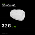 Flow Cap weighed alone, just this part with no light or other parts attached: 32 g (1.1 oz), 2 in long.
